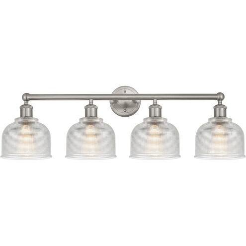 Edison Dayton 4 Light 33 inch Brushed Satin Nickel Bath Vanity Light Wall Light in Clear Glass