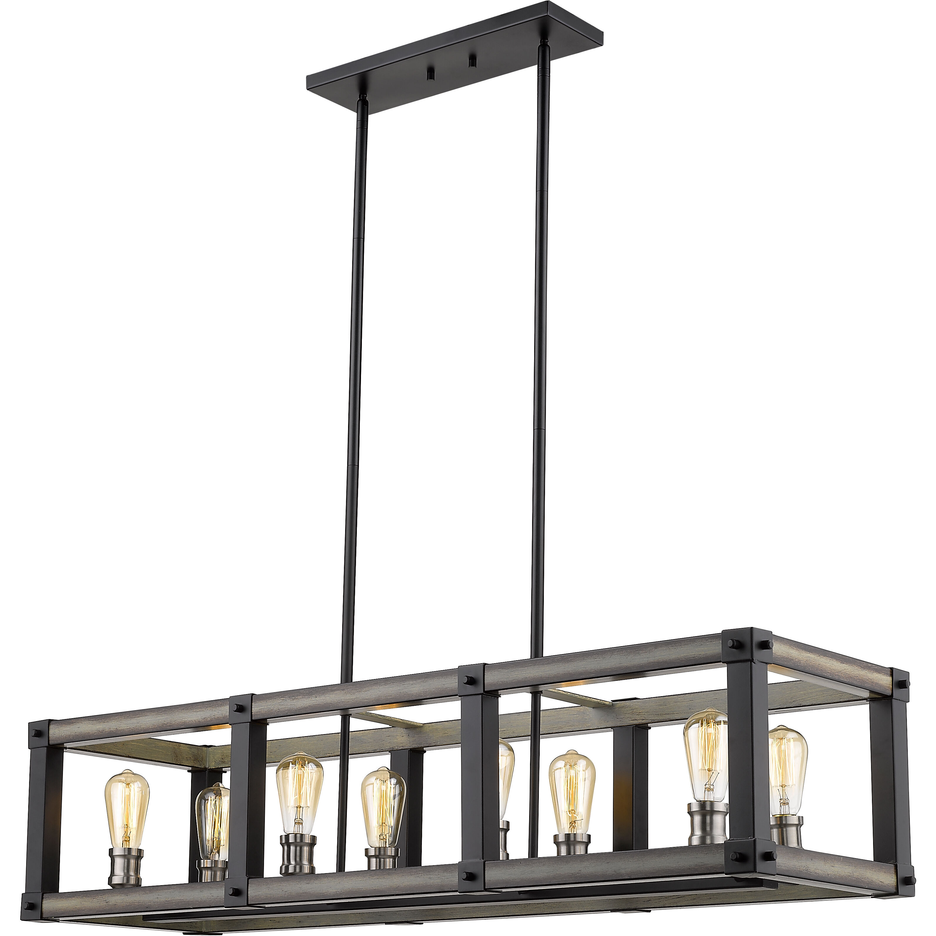 Kirkland 8 Light 44 inch Ashen Barnboard Linear Chandelier Ceiling Light