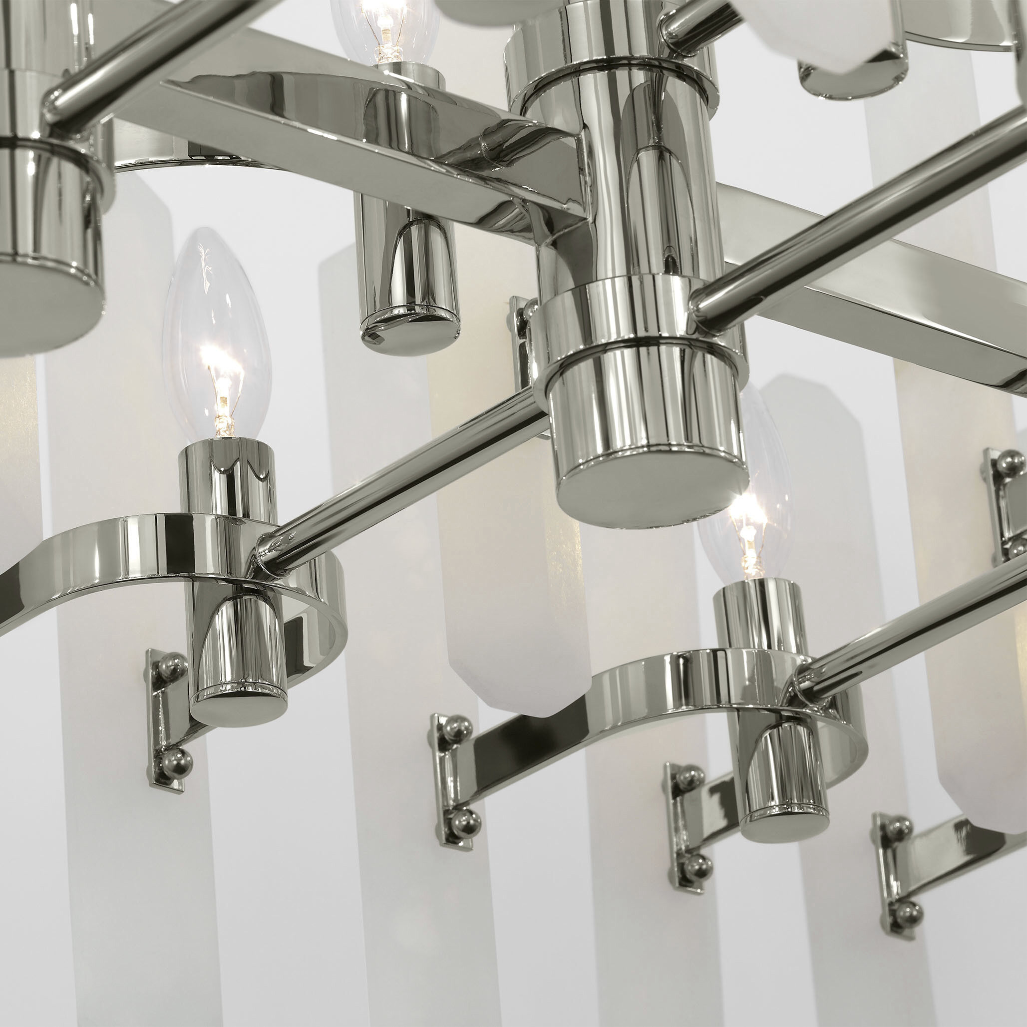 AERIN Bonnington 24 Light 55 inch Polished Nickel Linear Chandelier Ceiling Light in Alabaster, Large