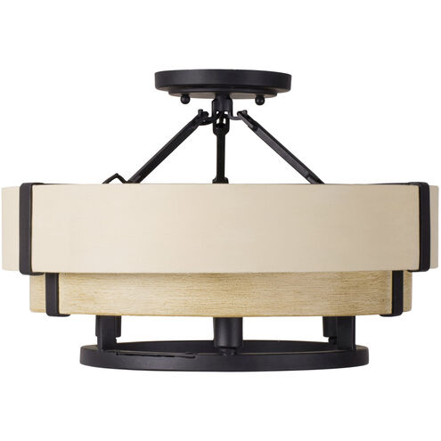 Blonde Moment 3 Light 16.5 inch Matte Black and Honey with Medium Oak Semi-Flush Ceiling Light