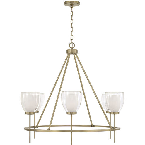Joss 6 Light 34.5 inch Aged Brass Chandelier Ceiling Light