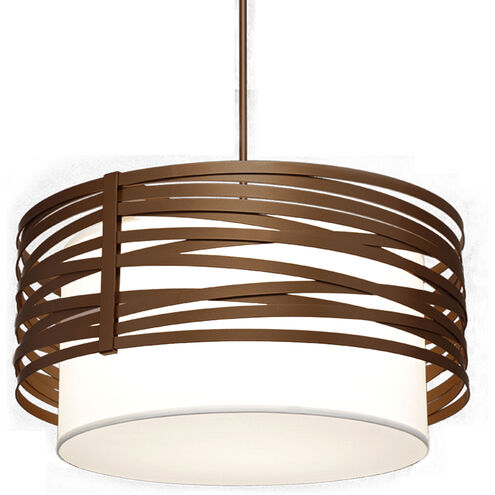 Tempest 1 Light 24.3 inch Flat Bronze Chandelier Ceiling Light in White Linen, Drum