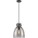 Downtown Urban Newton Bell 1 Light 10 inch Matte Black Pendant Ceiling Light in Plated Smoke