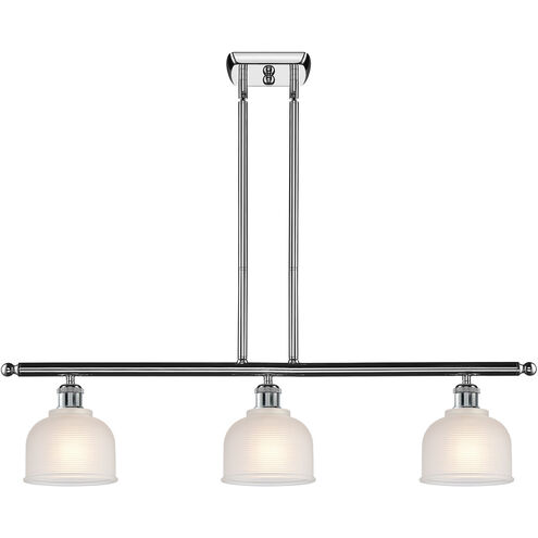 Ballston Dayton 3 Light 36 inch Polished Chrome Island Light Ceiling Light in White Glass, Ballston