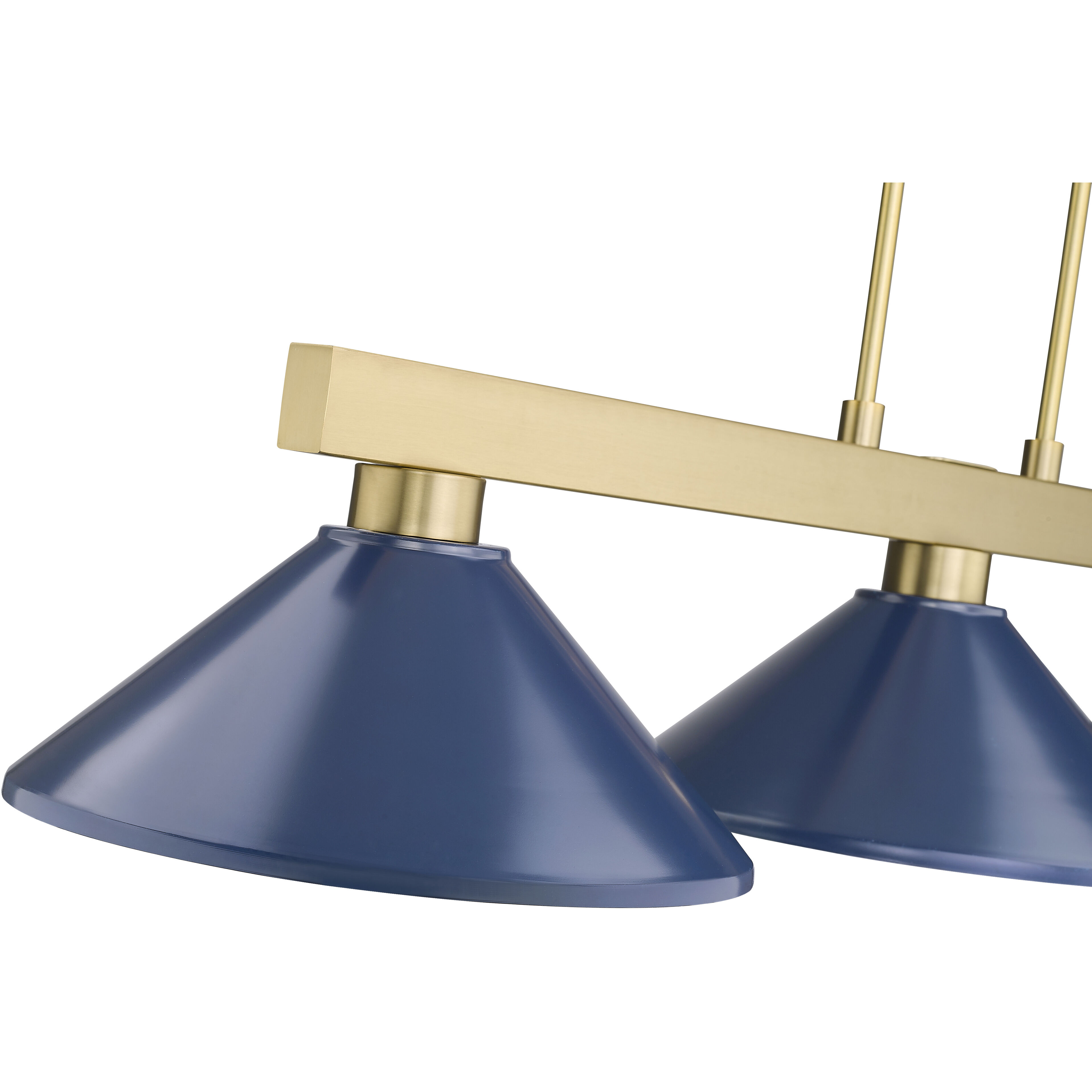 Cobalt 3 Light 49.75 inch Modern Gold Billiard Light Ceiling Light in Navy Blue Steel