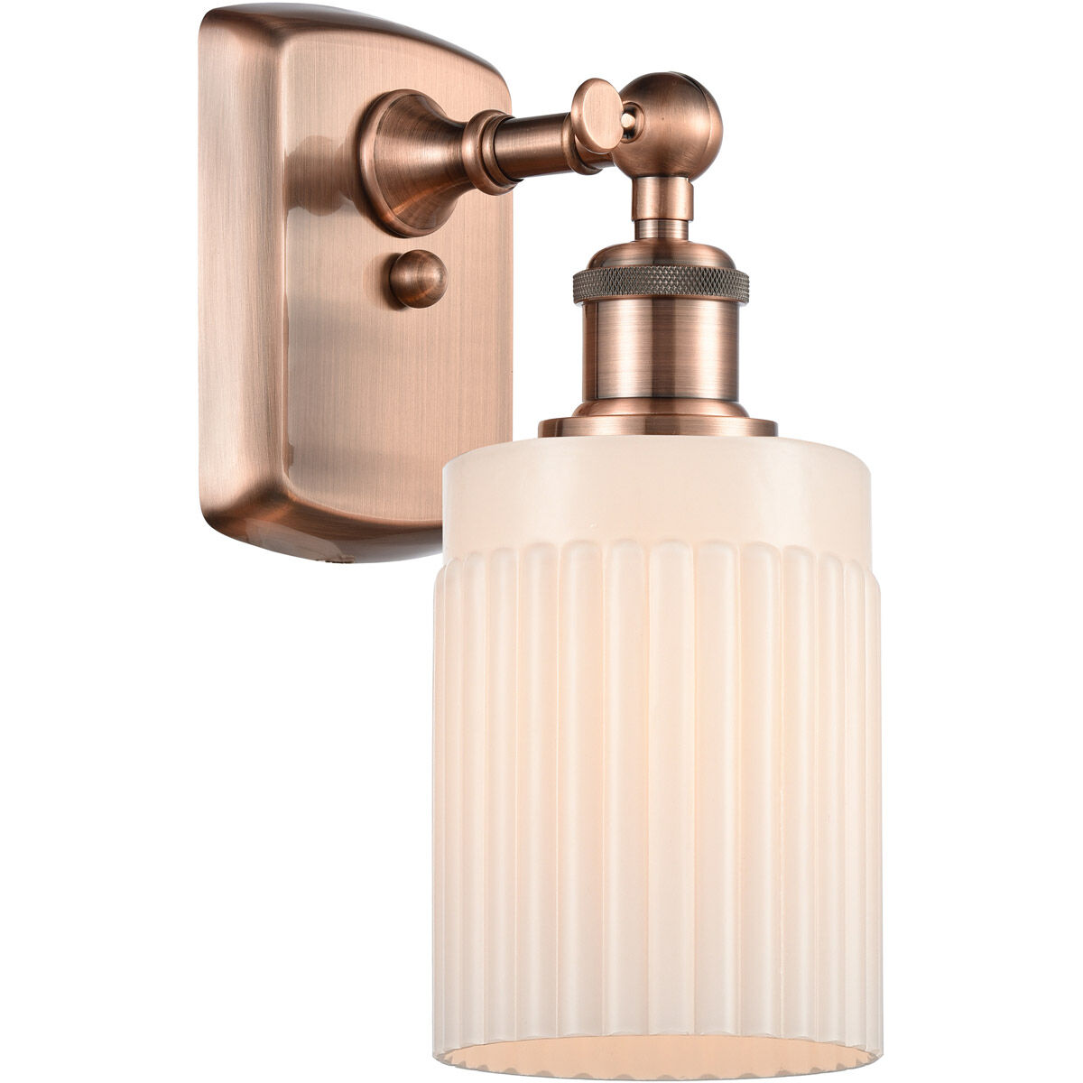 Ballston Hadley 1 Light 5 inch Antique Copper Sconce Wall Light in Matte White Glass, Ballston