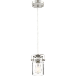 Antebellum 1 Light 5 inch Brushed Nickel and Clear Mini Pendant Ceiling Light