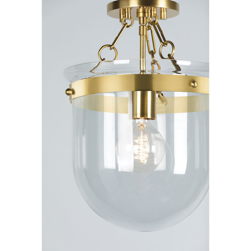 Dunbar 1 Light 10.5 inch Aged Brass Semi Flush Ceiling Light