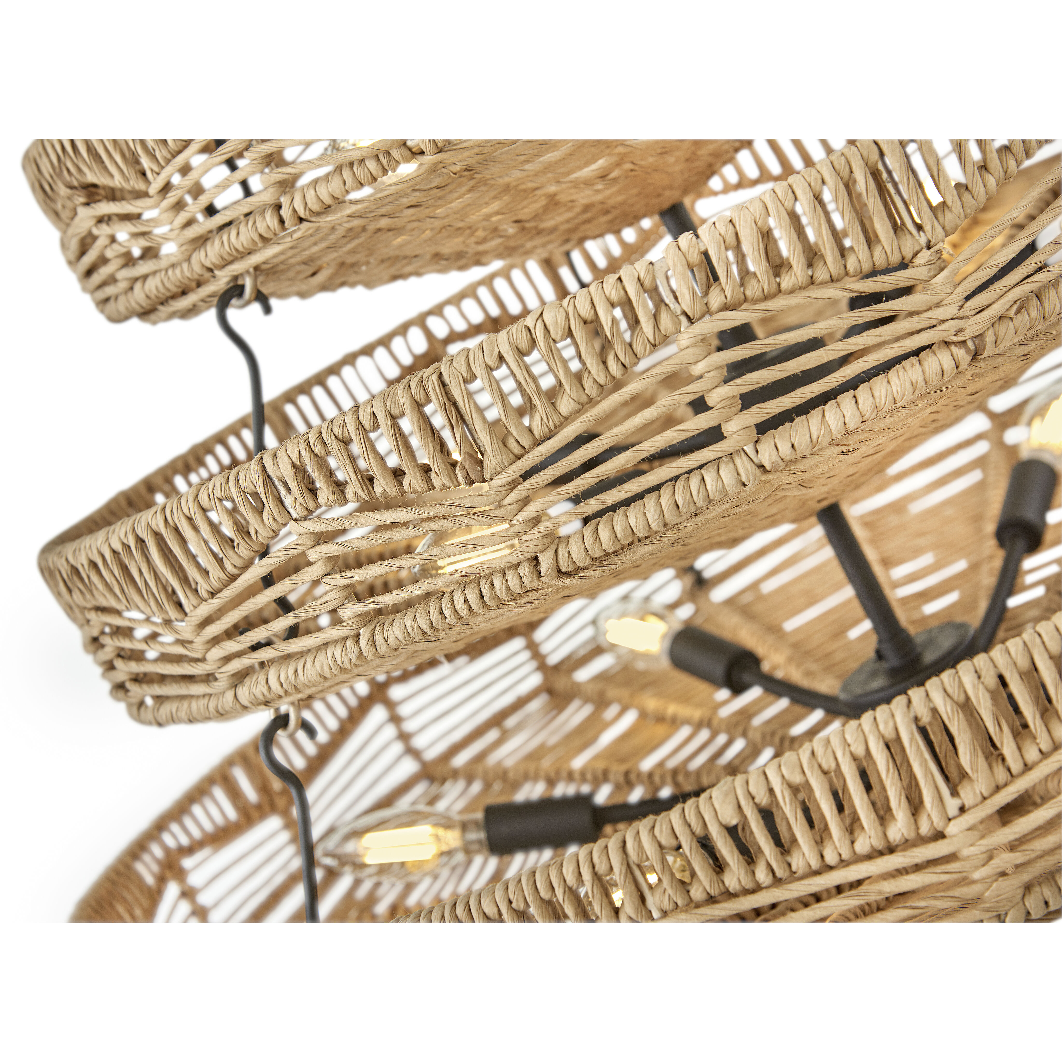 Ophelia 30 inch Black Indoor Chandelier Ceiling Light in Natural