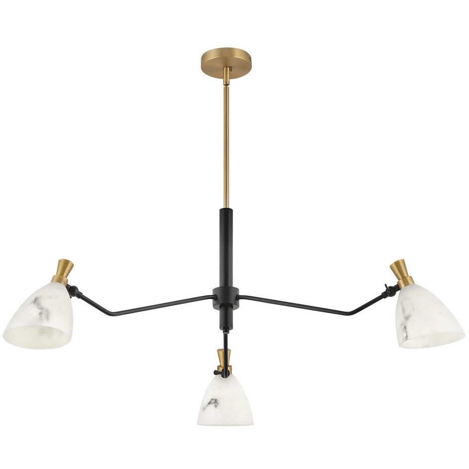 Sinclair 3 Light 40 inch Heritage Brass with Black Indoor Chandelier Ceiling Light