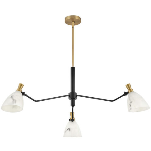 Sinclair LED 40 inch Heritage Brass with Black Indoor Chandelier Ceiling Light