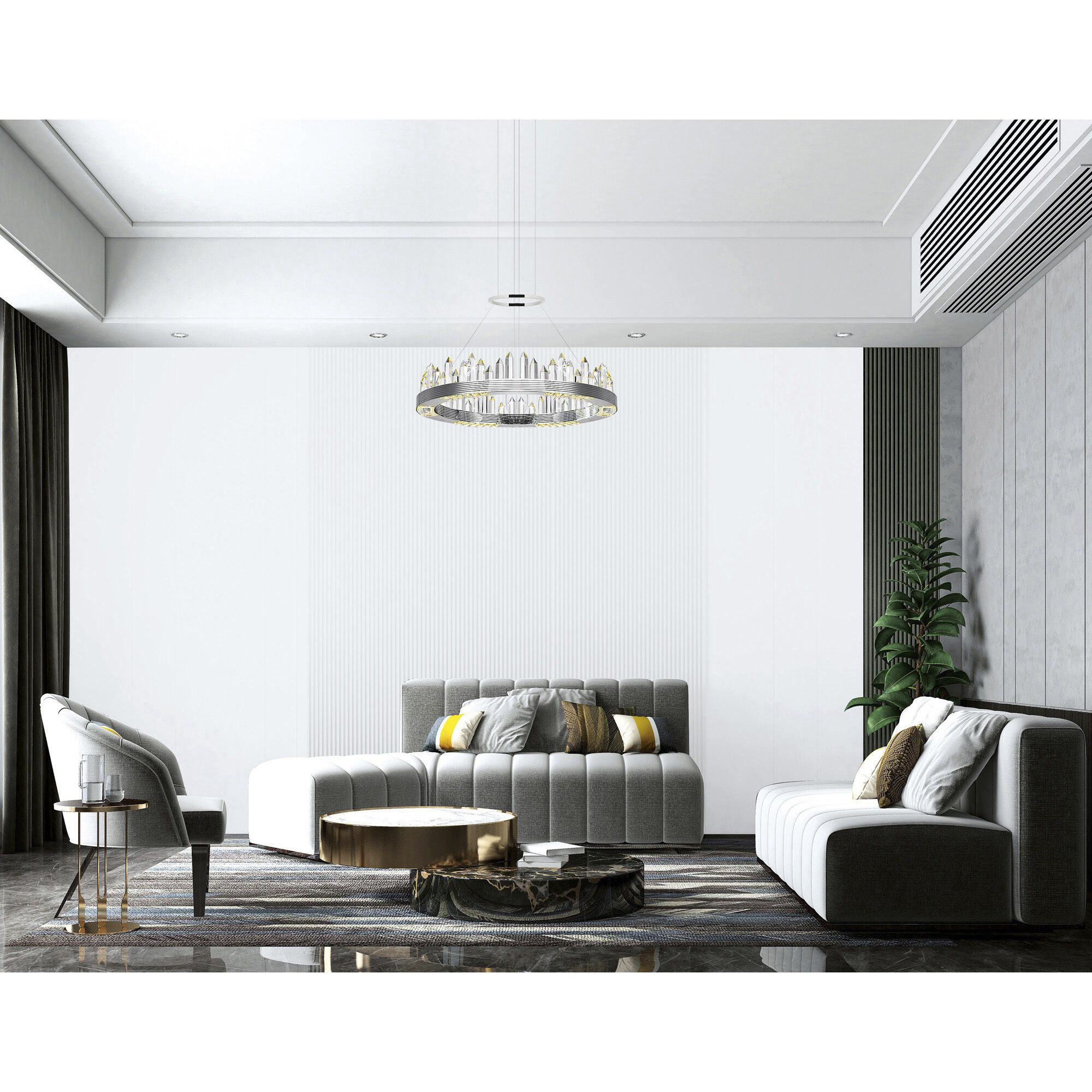 Agassiz LED 24 inch Polished Nickel Up Chandelier Ceiling Light