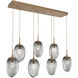 Meteo LED LED Novel Brass Linear Pendant Ceiling Light in 2700K LED, Zircon Inner - Smoke Outer, Multi-Pendant