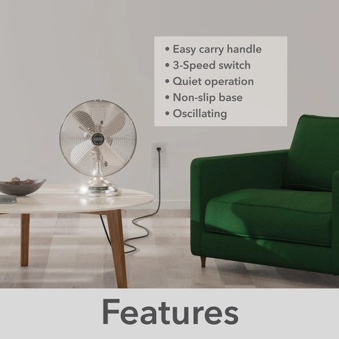 Hunter Fan 97315 Classic D12 Brushed Nickel Portable Desk Fan Hunter Fan 97315 Classic D12 Brushed Nickel Portable Desk Fan