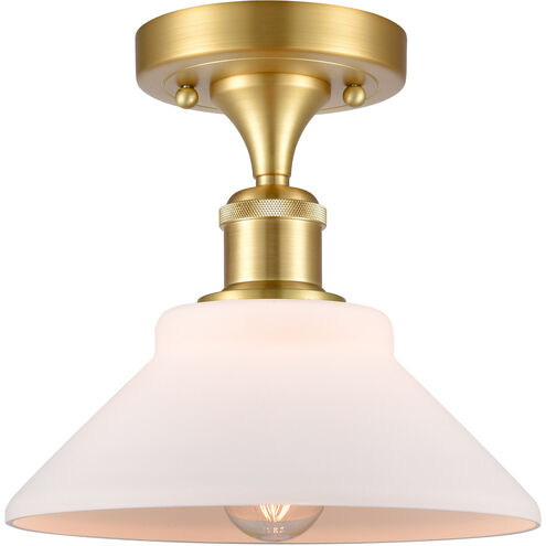 Ballston Orwell LED 8 inch Satin Gold Semi-Flush Mount Ceiling Light in Matte White Glass, Ballston