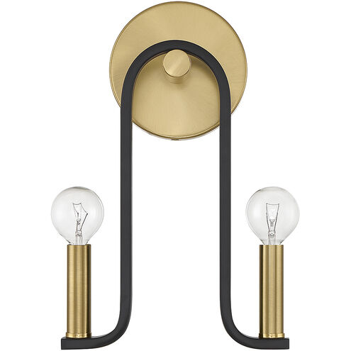 Archway 2 Light 9 inch Black with Warm Brass Accents ADA Wall Sconce Wall Light