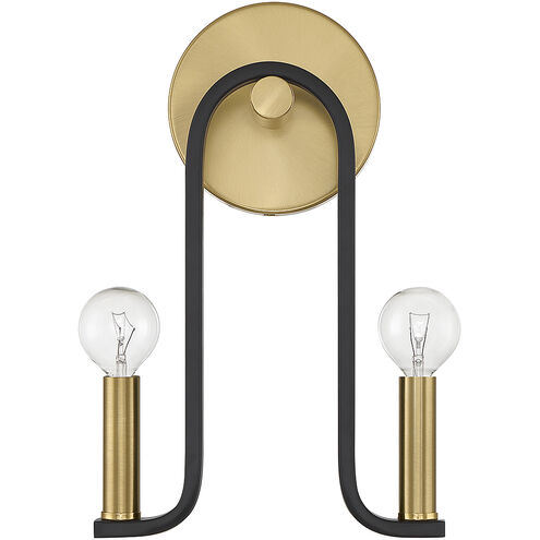 Archway 2 Light 9 inch Matte Black with Warm Brass ADA Wall Sconce Wall Light