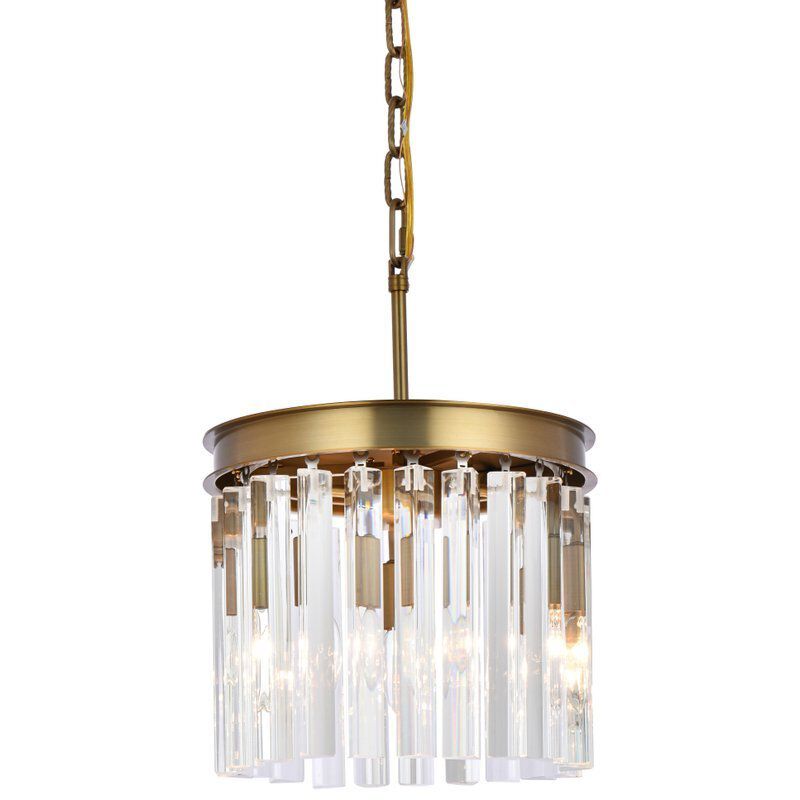 Sydney 3 Light 12 inch Satin Gold Pendant Ceiling Light in Clear