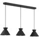 Mid-Century Modern 3 Light 40 inch Matte Black Linear Chandelier Ceiling Light