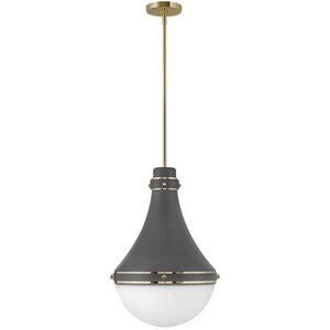 Oliver LED 14 inch Dark Matte Grey with Bright Brass Indoor Pendant Ceiling Light