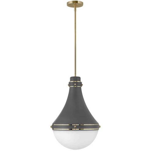 Oliver 1 Light 14.25 inch Dark Matte Grey with Bright Brass Indoor Pendant Ceiling Light