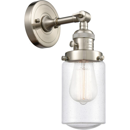 Franklin Restoration Dover 1 Light 5 inch Brushed Satin Nickel Sconce Wall Light in Seedy Glass, Franklin Restoration