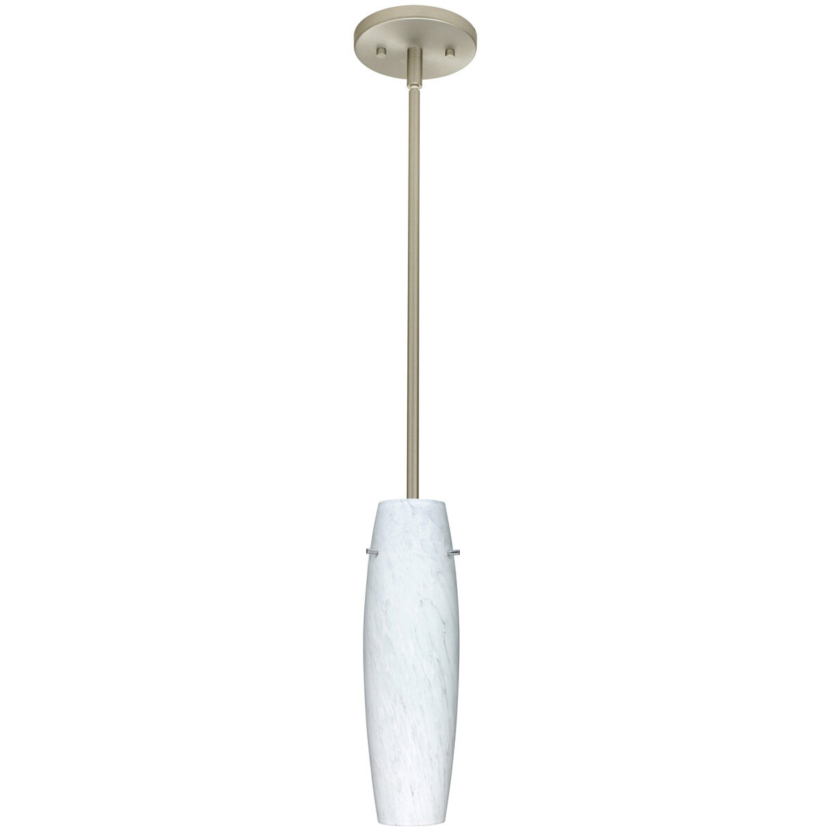 Suzi LED Satin Nickel Stem Pendant Ceiling Light in Carrera Glass