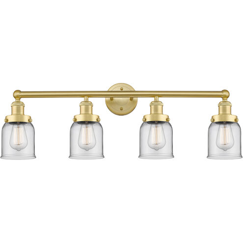Bell 4 Light 33.5 inch Satin Gold Bath Vanity Light Wall Light in Clear Glass, Small