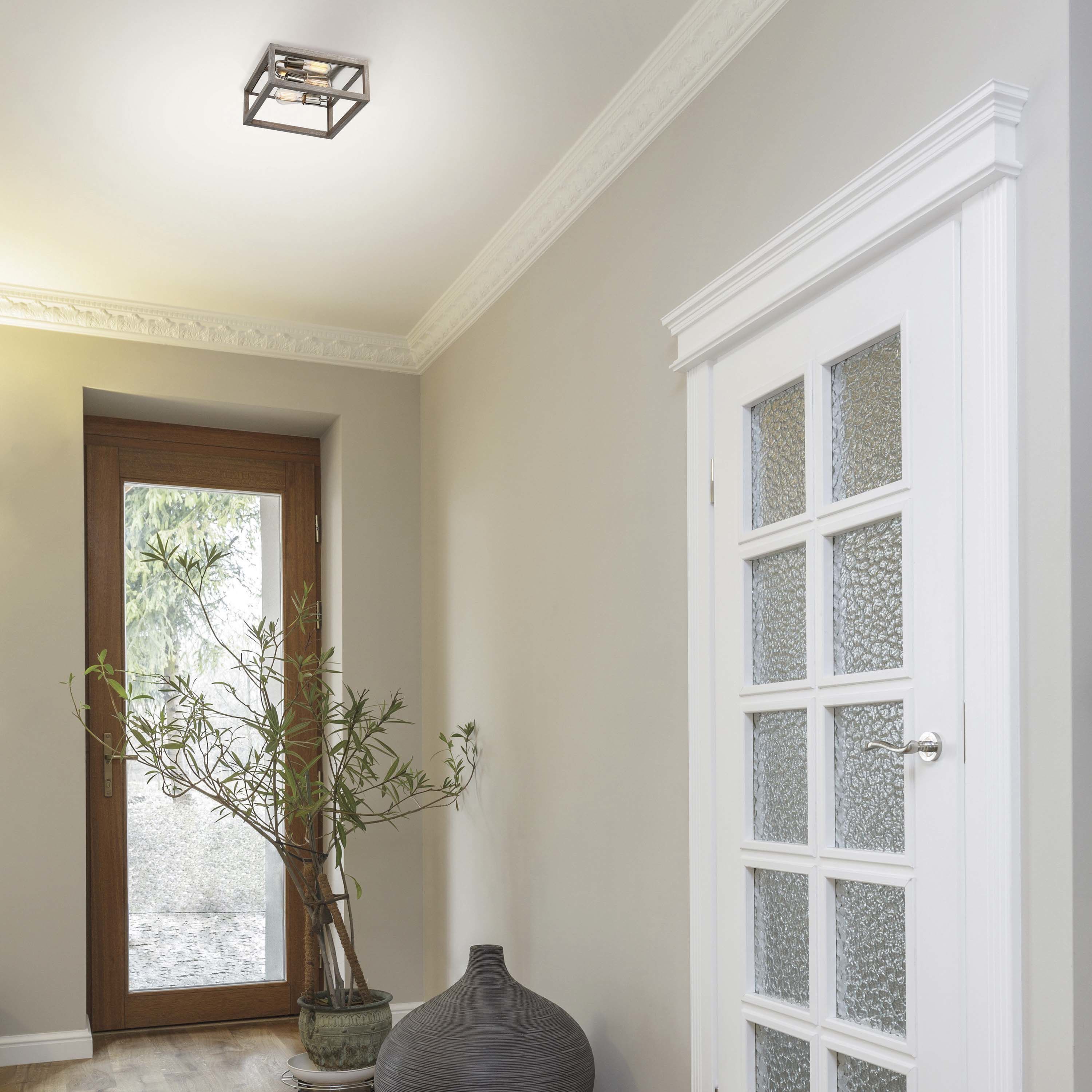 Bliss 2 Light 12.5 inch Driftwood and Polished Nickel Accents Flush Mount Ceiling Light