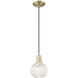 Arcadia White Mouchette 1 Light 6 inch Antique Brass Mini Pendant Ceiling Light