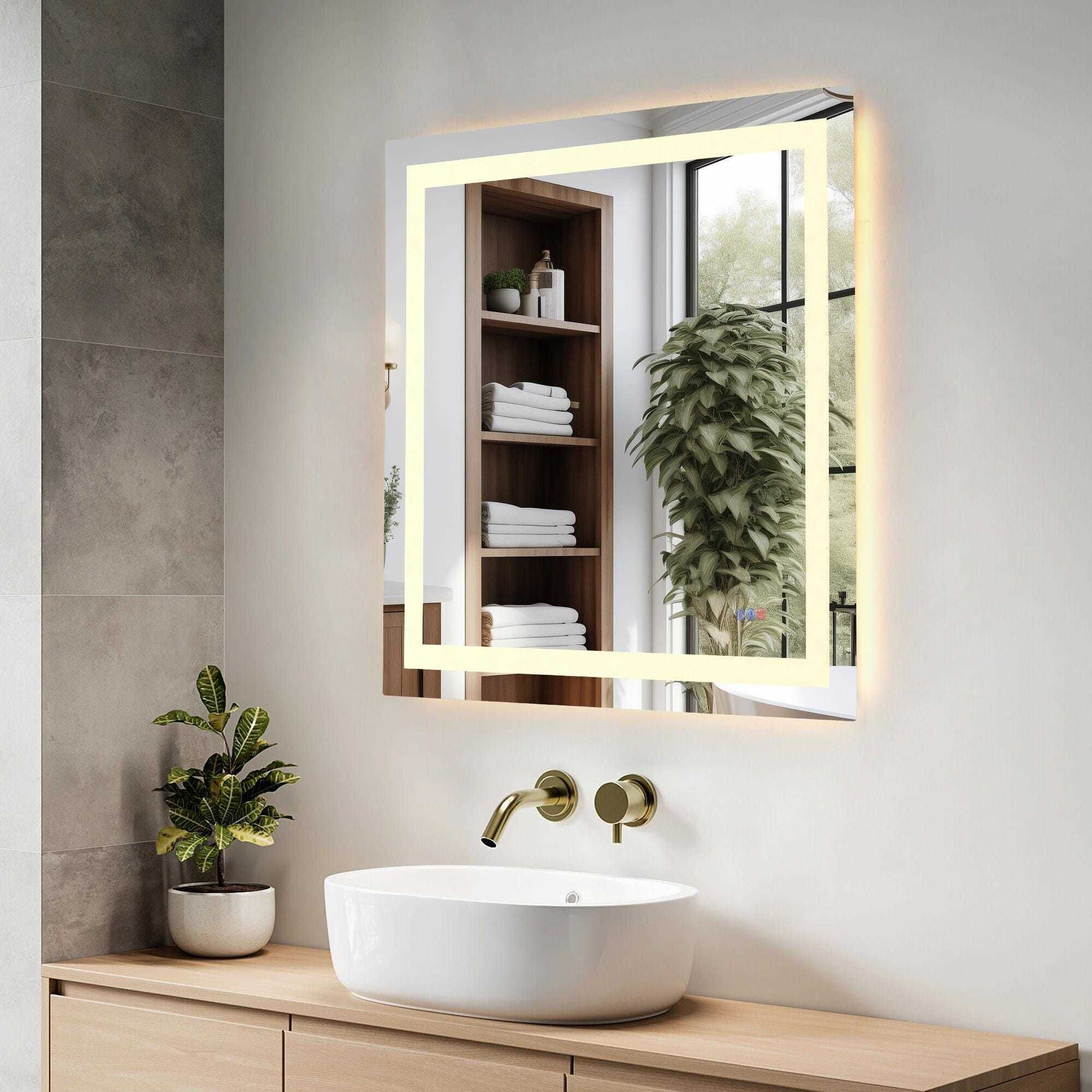 Riven 36 X 36 inch White LED Mirror