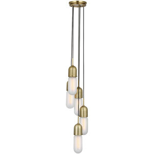 Thomas O'Brien Junio LED 9.25 inch Hand-Rubbed Antique Brass Pendant Ceiling Light in Frosted Glass, Configurable