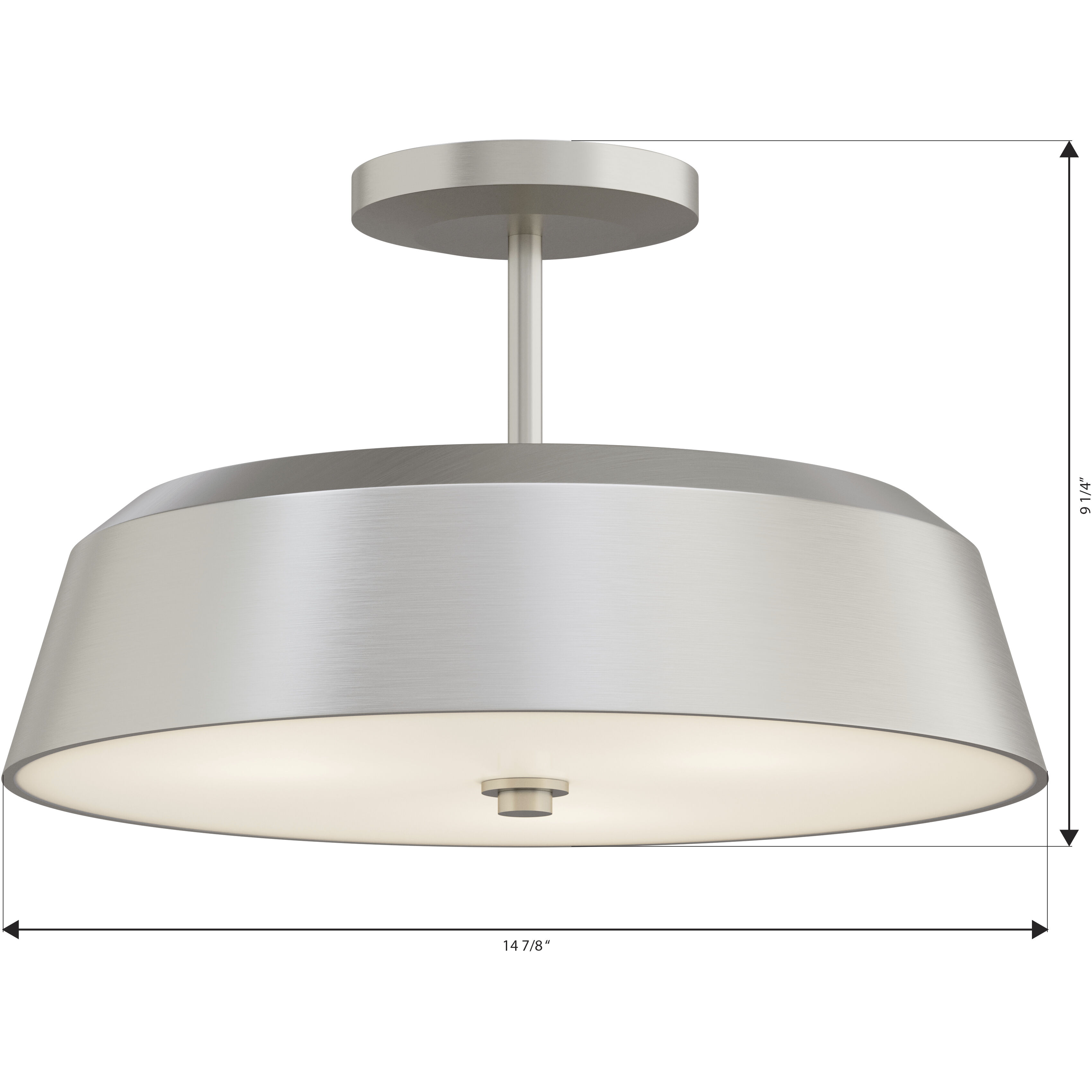 Trellwyn 3 Light 15 inch Brushed Nickel Semi-Flush Mount Ceiling Light