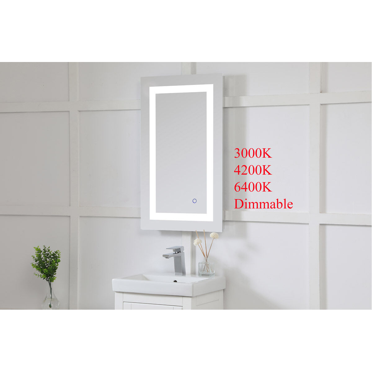 Helios 30 X 18 inch Silver Lighted Wall Mirror