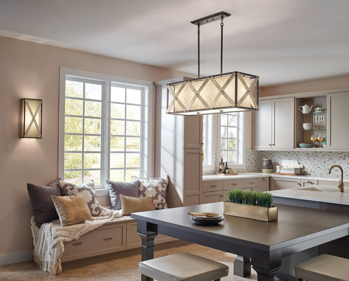 Cahoon 3 Light 14 inch Anvil Iron Chandelier Rectangular Pendant Ceiling Light