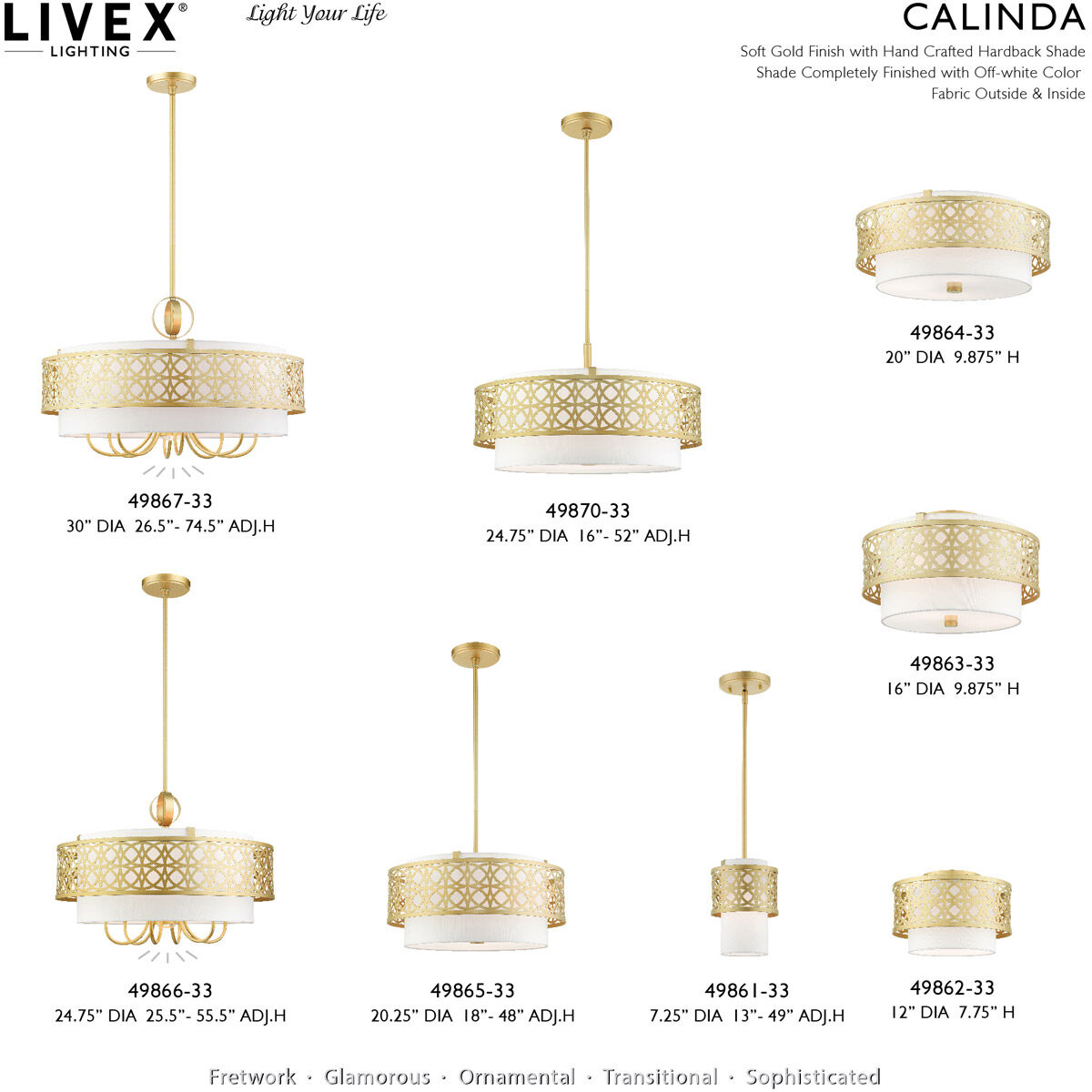 Calinda 5 Light 24.75 inch Soft Gold Pendant Chandelier Ceiling Light