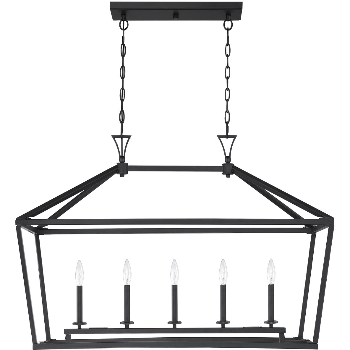 Townsend 5 Light 44 inch Matte Black Linear Chandelier Ceiling Light, Essentials