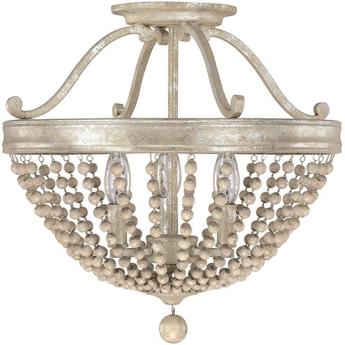 Capital Lighting Adele 3 Light 16 inch Silver Quartz Semi-Flush Mount Ceiling Light 4444SQ - Open Box