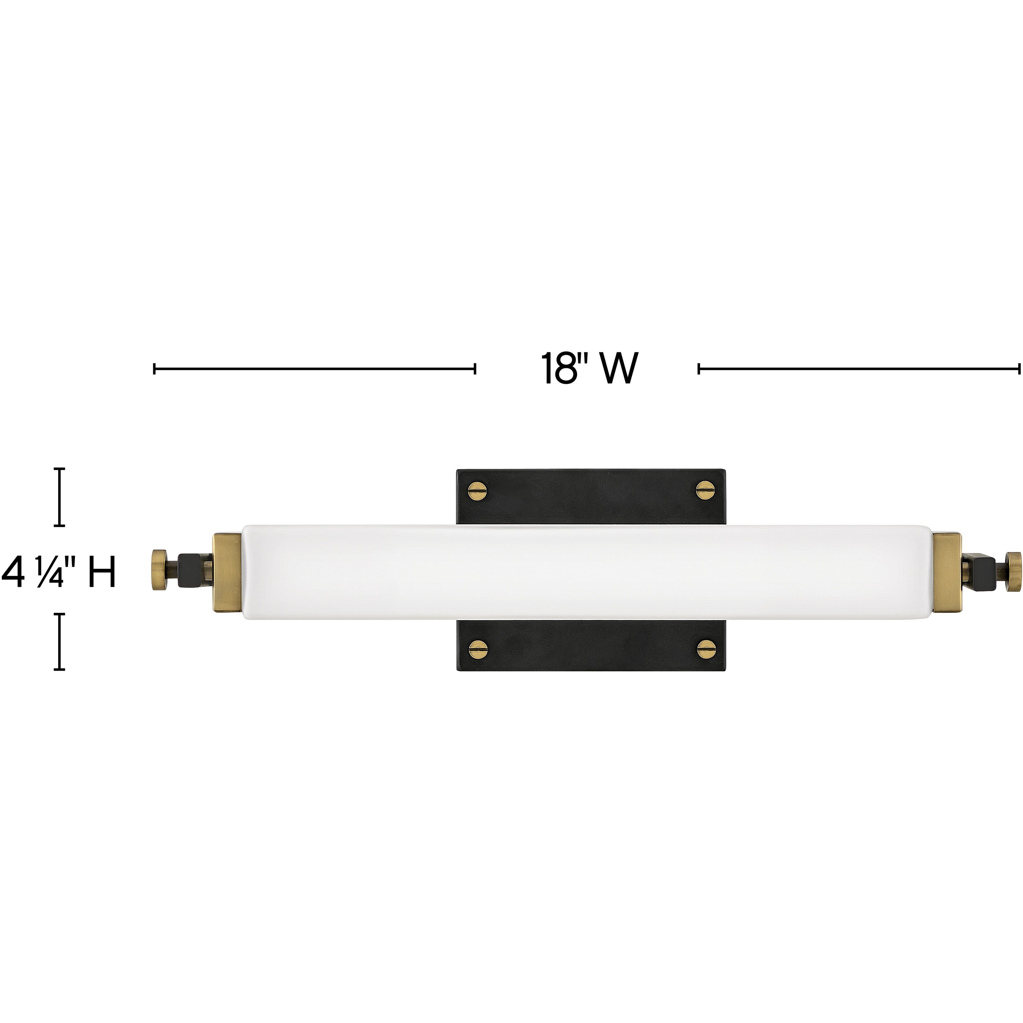 Rollins LED 18 inch Black with Heritage Brass Bath Light Wall Light in Black / Heritage Brass