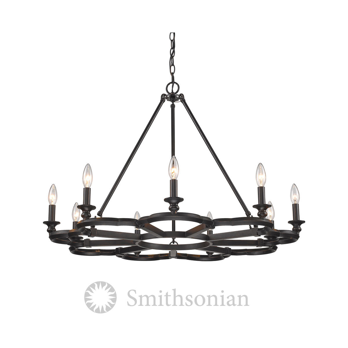 Saxon 9 Light 35 inch Aged Bronze Chandelier Ceiling Light, Large