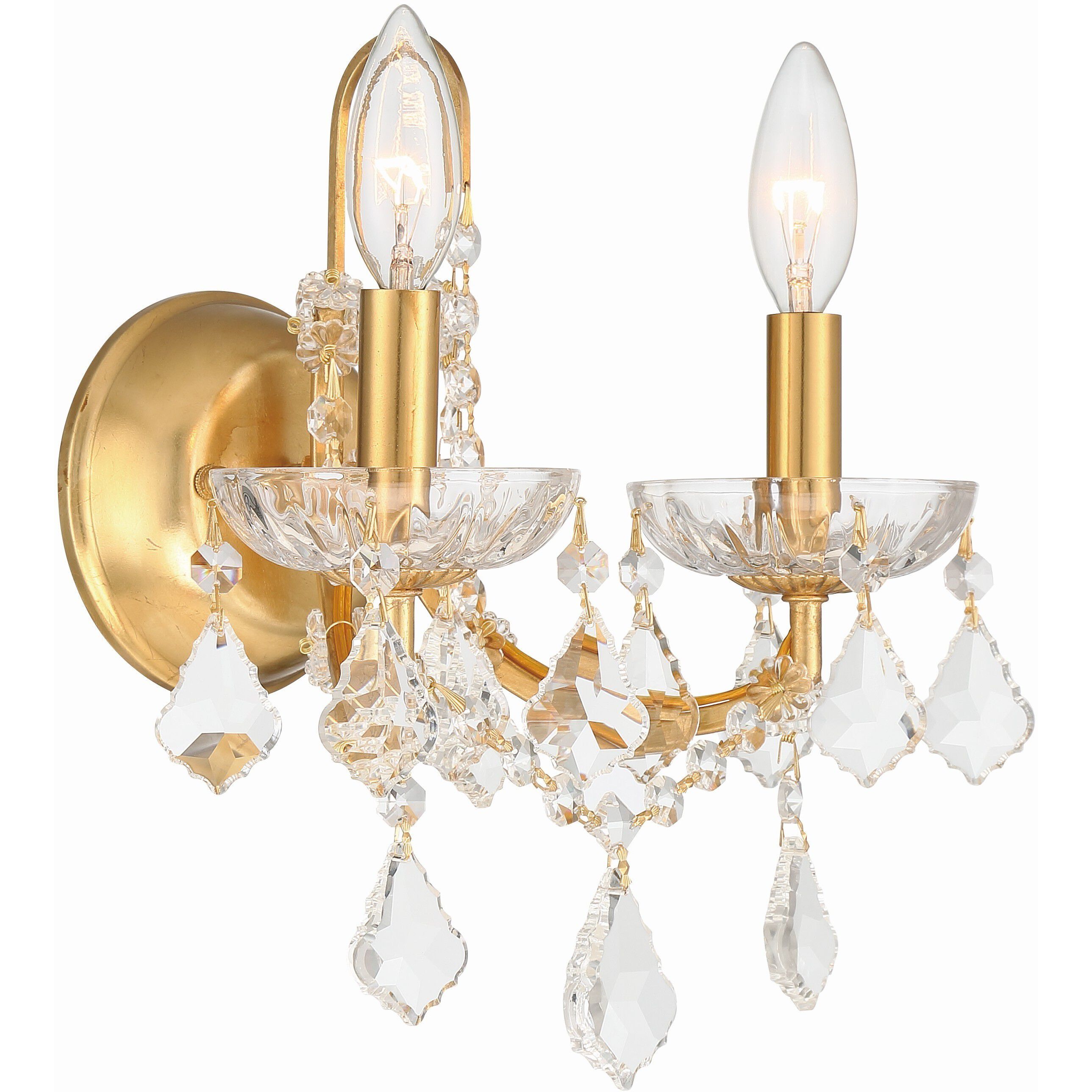 Filmore Sconce Wall Light in Clear Hand Cut, Antique Gold