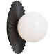 Modern Ruff Wall Sconce Wall Light in Black and Opal Glass