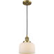 Franklin Restoration Bell LED 8 inch Brushed Brass Mini Pendant Ceiling Light in Matte White, Franklin Restoration