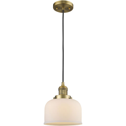 Franklin Restoration Bell LED 8 inch Brushed Brass Mini Pendant Ceiling Light in Matte White, Franklin Restoration