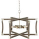 Bastian 6 Light 27 inch Chateau Gray and Contemporary Silver Leaf Lantern Chandelier Ceiling Light, Small