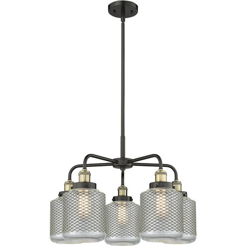 Edison 5 Light 24 inch Black Antique Brass Chandelier Ceiling Light