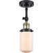 Franklin Restoration Dover LED 5 inch Black Antique Brass Sconce Wall Light in Matte White Glass, Franklin Restoration