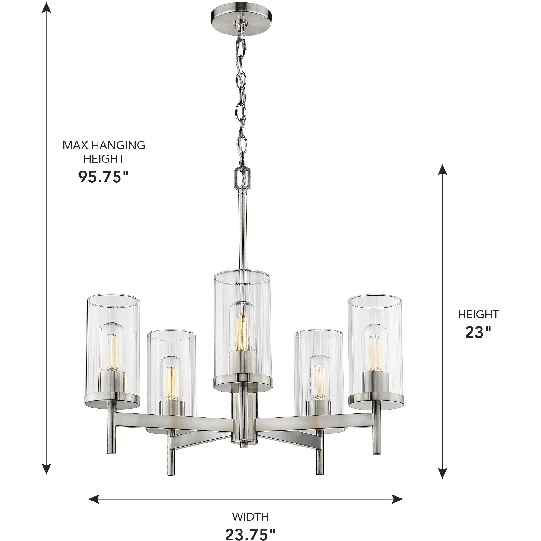 Winslett 5 Light 23.75 inch Pewter Chandelier Ceiling Light