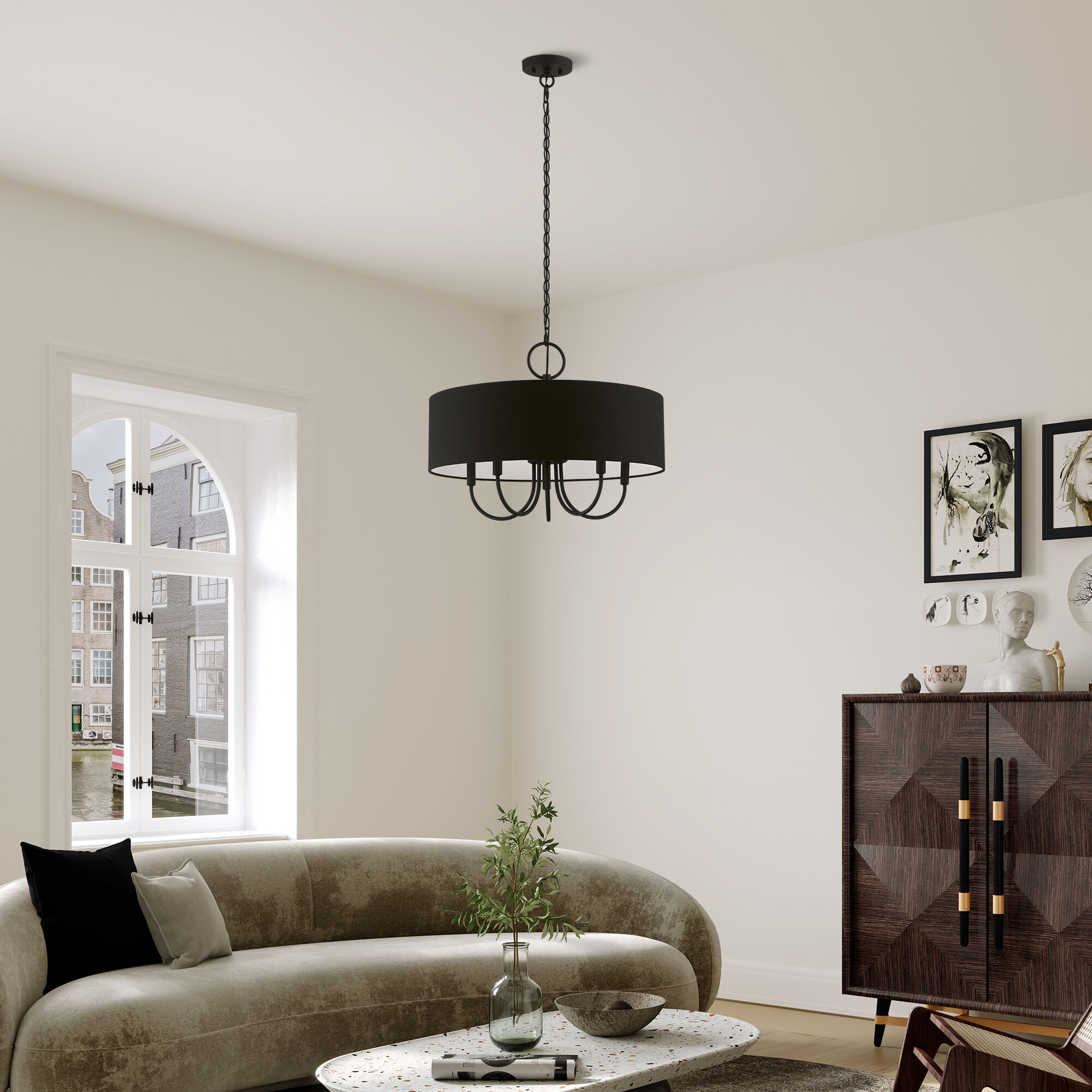 Birchwood 5 Light 23 inch Black Pendant Chandelier Ceiling Light