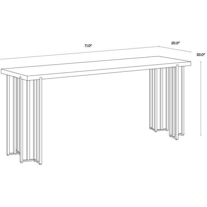 Alto 71 X 20 inch Espresso / Antique Brass Console Table